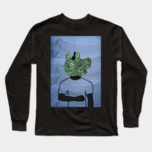 Embrace the Waves - A MaleMask NFT with DoodleEye Color and Waves Background Long Sleeve T-Shirt
